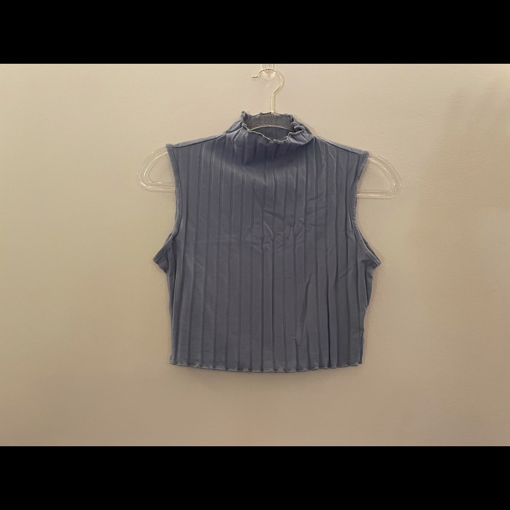 Blue Turtle Neck Tank Top